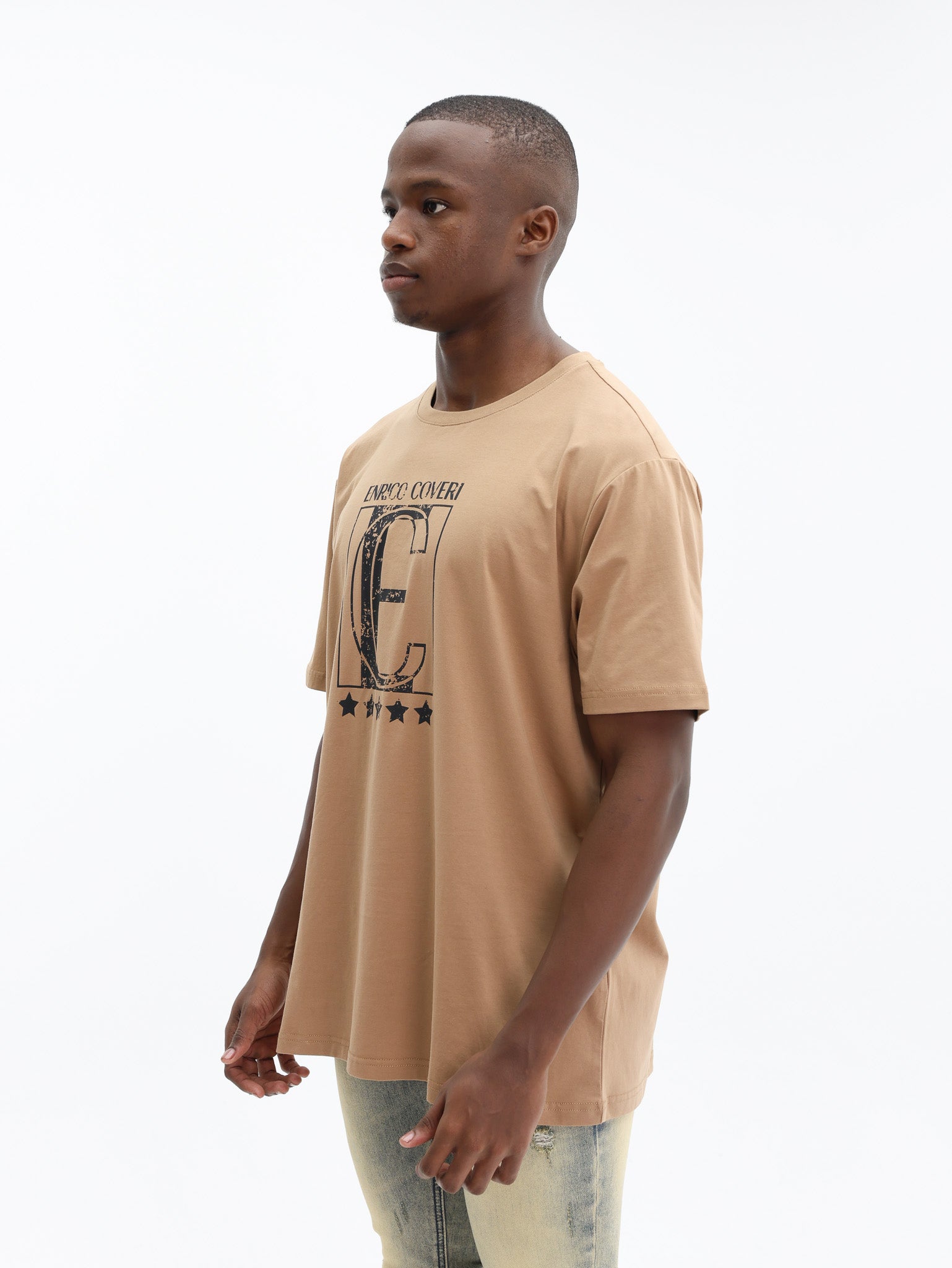 Enrico T-Shirt Center Block Logo Brown